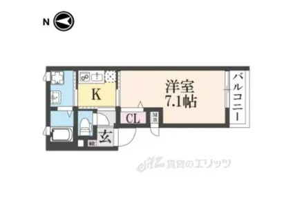 YUMARIN7北大路高野(1K/3階)の間取り写真