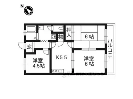 リバティヒルズ405(3DK/2階)の間取り写真