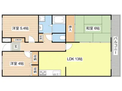 エスティ西大津(3LDK/2階)の間取り写真