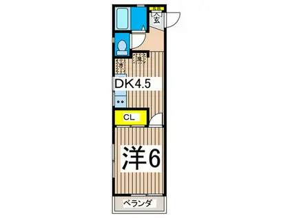 パールガーデン(1DK/2階)の間取り写真