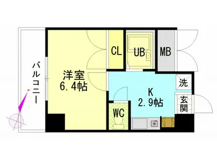 セントラルリバー西原(1K/5階)の間取り写真