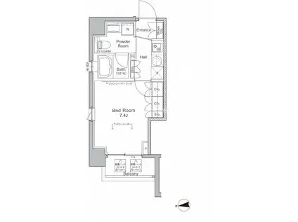 プラウドフラット浅草橋(1K/6階)の間取り写真