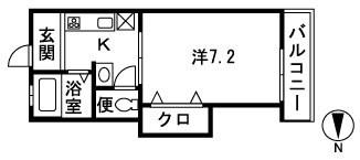 ウィンズパル(1K/1階)の間取り写真