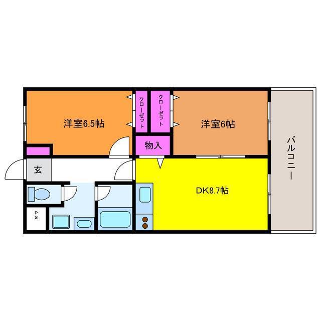 オーベルジュ紫竹山II(2DK/1階)の間取り写真