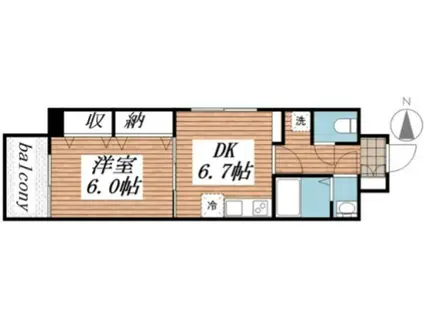 橘ビル(1DK/2階)の間取り写真