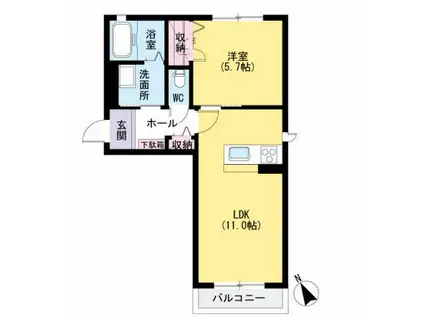アルビコッカ大川(1LDK/2階)の間取り写真
