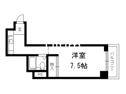 メルディアキューブ観月橋(1K/2階)の間取り写真