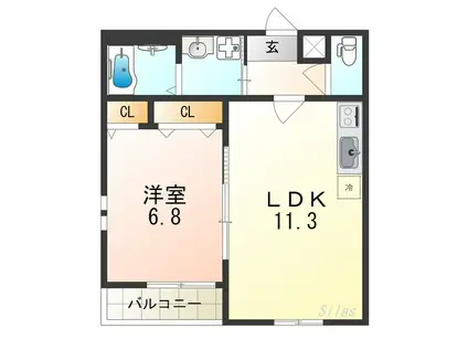 フジパレス泉大津II番館(1LDK/1階)の間取り写真