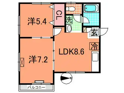 ハイツUNO(2LDK/1階)の間取り写真
