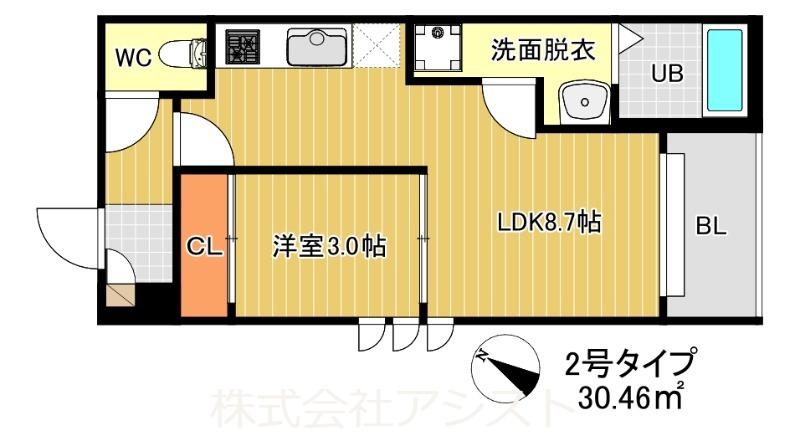 REGALEST フェルン片島(1LDK/3階)の間取り写真