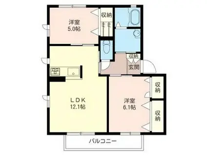 サニーグレイス(2LDK/1階)の間取り写真