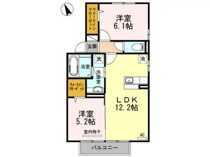 シャンポール(2LDK/2階)の間取り写真