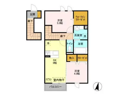 エミネンスB(2DK/2階)の間取り写真