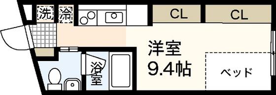エストレビータII(ワンルーム/2階)の間取り写真