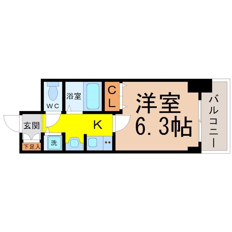 プレサンス大須観音駅前サクシード(1K/9階)の間取り写真