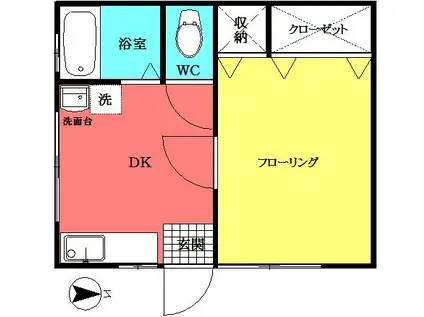 K-HOUSE(1DK/1階)の間取り写真