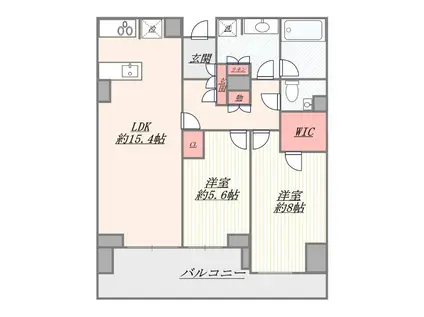 プラウドタワー芝浦(2LDK/16階)の間取り写真
