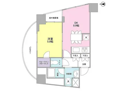 プレディアスタイル横濱沢渡(1LDK/6階)の間取り写真