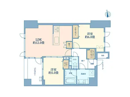 THE目黒桜レジデンス(2LDK/4階)の間取り写真