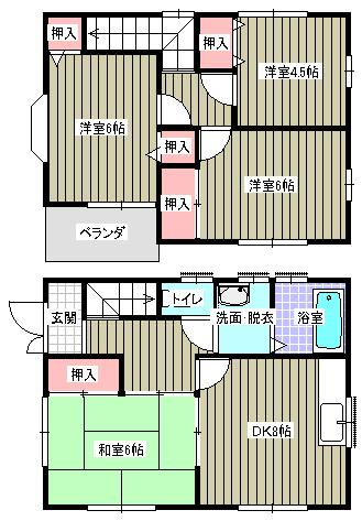 信森ハイツ(4DK/1階)の間取り写真
