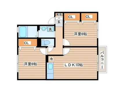 COURTFIGUE(2LDK/1階)の間取り写真