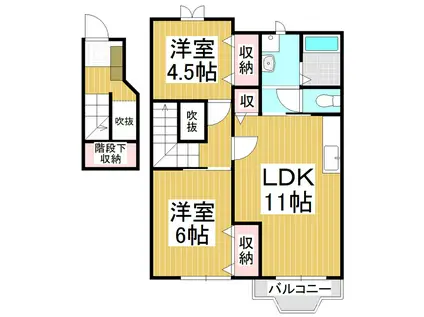 陽光ハイツ北(2LDK/2階)の間取り写真