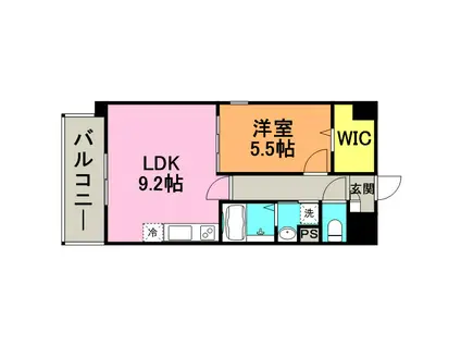 グランドシャトー花畑T・S(1LDK/2階)の間取り写真