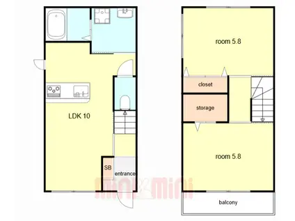 ラ・ポーズ 六甲 A棟(2LDK/1階)の間取り写真