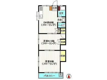 井上荘店舗(2DK/2階)の間取り写真