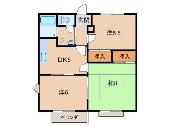 ドミール岩出(3DK/2階)の間取り写真