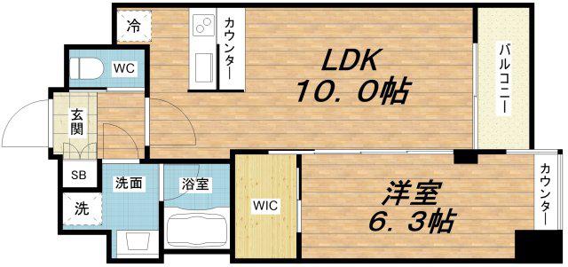 VINOプレジオ本町(1LDK/3階)の間取り写真