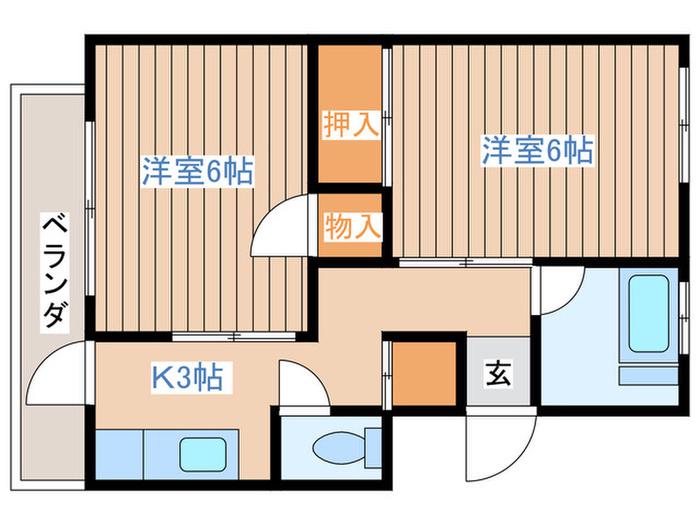 天王前コーポ(2K/1階)の間取り写真