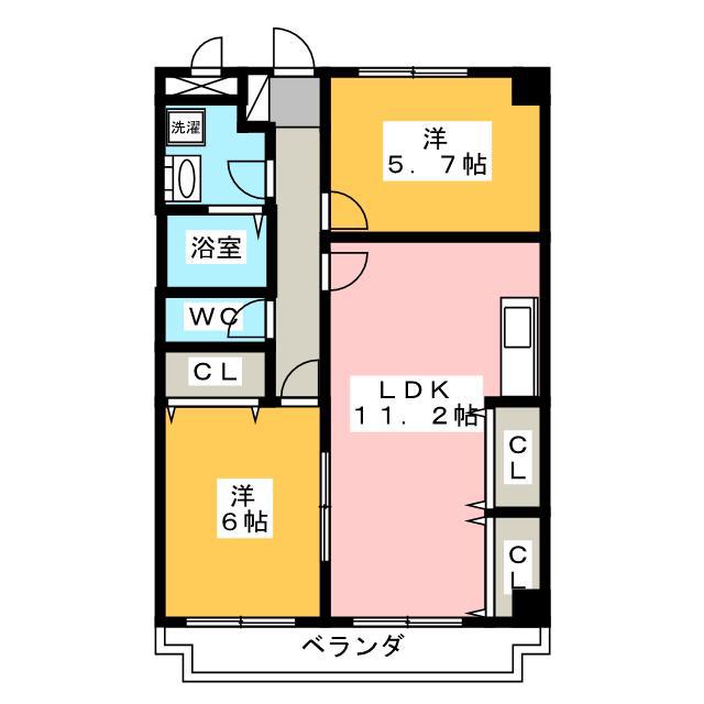 ニューマリッチ愛(2LDK/1階)の間取り写真