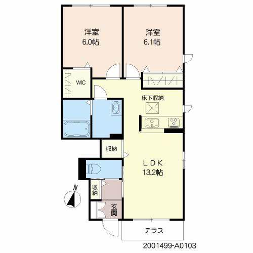 スリーゼI棟(2LDK/1階)の間取り写真