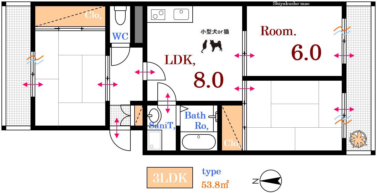 メゾン山中(3LDK/1階)の間取り写真