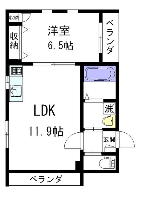VILLE DOMICILE(1LDK/2階)の間取り写真