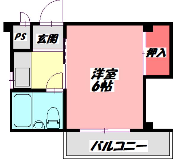 シャトル中宮(1K/1階)の間取り写真