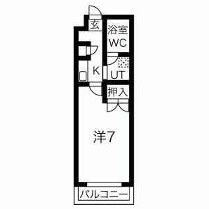 ハイツかなれ(1K/4階)の間取り写真