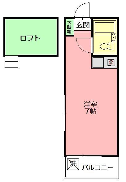 上倉田町アパート(ワンルーム/2階)の間取り写真