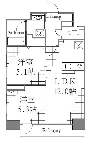ルガルスクエア南千住(2LDK/8階)の間取り写真
