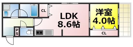 アート大正(1LDK/3階)の間取り写真