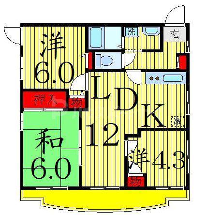 ウエストリバーハイツ(3LDK/4階)の間取り写真