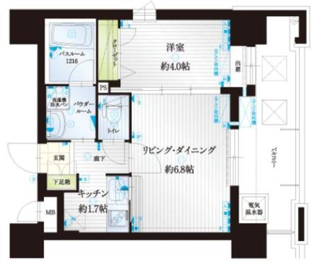 アクタス薬院Ⅲ(1LDK/12階)の間取り写真