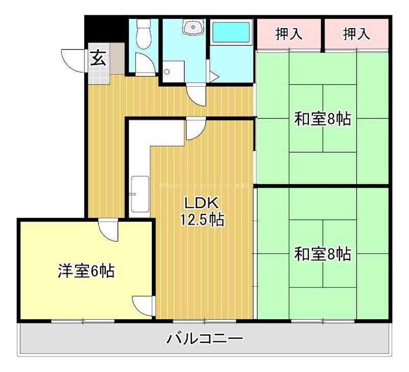 モンルポ草津(3LDK/3階)の間取り写真