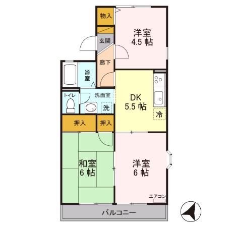 セジュール静I(3DK/2階)の間取り写真