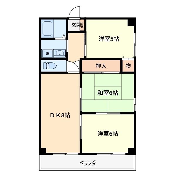 シティハイツ立花II(3DK/4階)の間取り写真