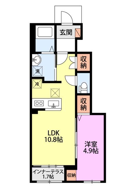 グランピュア(1LDK/1階)の間取り写真