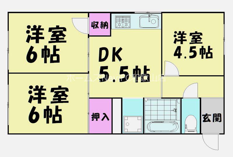 マンション若草(3DK/4階)の間取り写真