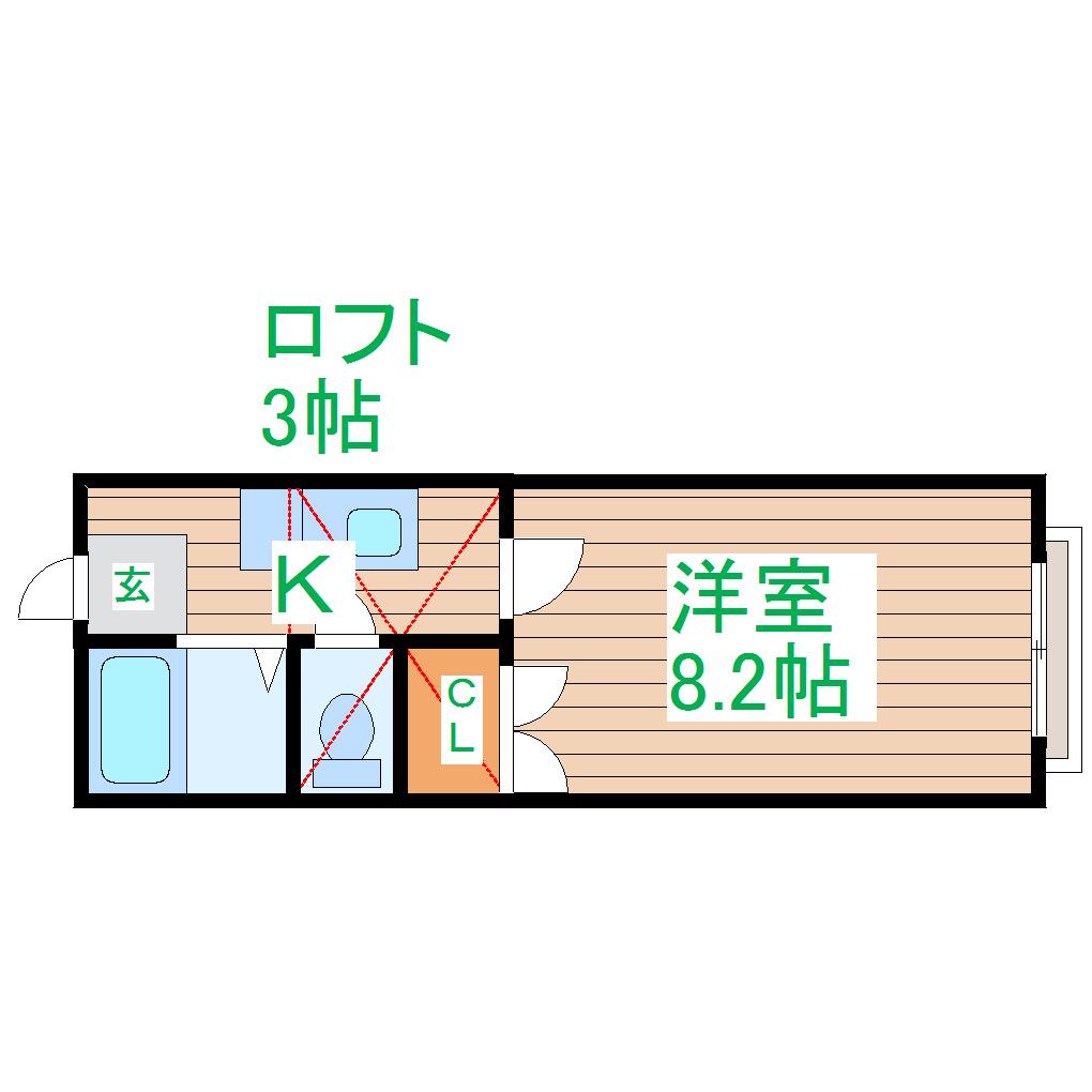 ホワイトキャッスル中倉11番館(1K/2階)の間取り写真
