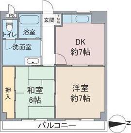 コーポラス吉桂(2DK/5階)の間取り写真